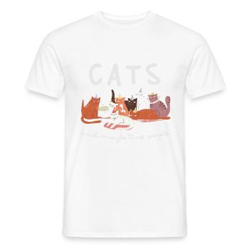 I just care about cats - Männer T-Shirt - Weiß - Vorne - AI Model Male 178 dark (178cm)