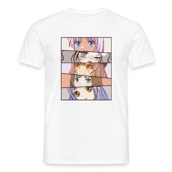 Anime Girls Face Eyes - Men's T-Shirt - white - Front - AI Model Male 178 dark (178cm)