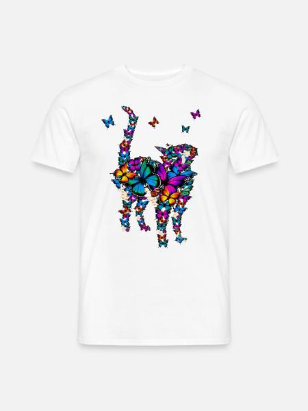 Süßes Katze aus Schmetterlingen Design - Männer T-Shirt - Weiß