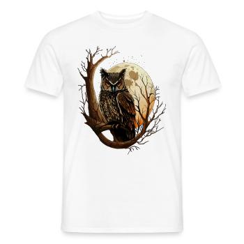 Hibou de pleine lune Hibou dans la forêt Noctambule - T-shirt homme - blanc - Devant - AI Model Male 178 dark (178cm)