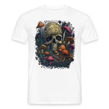 Skull Mushrooms Design Psychedelic Art Vibe Design - Männer T-Shirt - Weiß - Vorne - AI Model Male 178 dark (178cm)