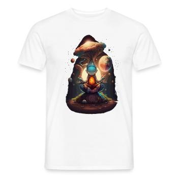 Alien Buddha Spirit Galaxy Yoga Meditation - Men's T-Shirt - white - Front - AI Model Male 178 dark (178cm)