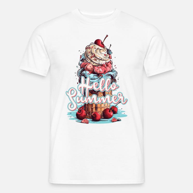 Hello Summer Eis Eiscreme Eisdiele - Männer T-Shirt - Weiß