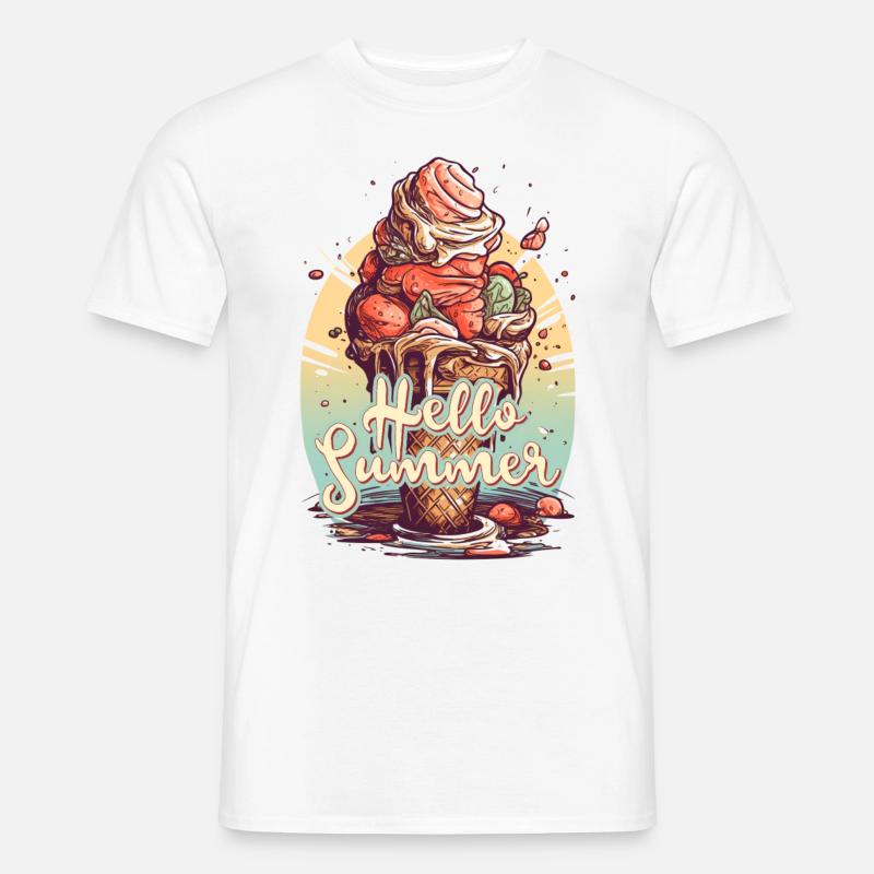 Hello Summer Eis Eiscreme Eisdiele - Männer T-Shirt - Weiß
