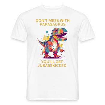 Witziges Papa Papasaurus Dino Dinosaurier Geschenk - Männer T-Shirt - Weiß - Vorne - AI Model Male 178 dark (178cm)