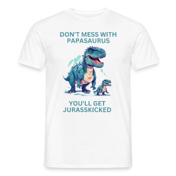 Drôle Papa Papasaurus Dino Dinosaur Cadeau - T-shirt homme - blanc - Devant - AI Model Male 178 dark (178cm)