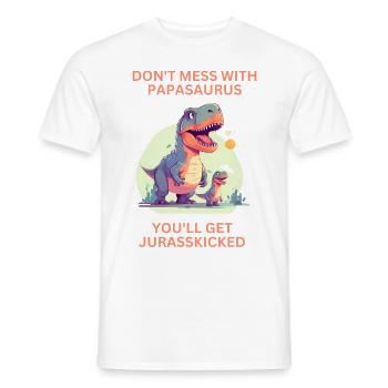 Drôle Papa Papasaurus Dino Dinosaur Cadeau - T-shirt homme - blanc - Devant - AI Model Male 178 dark (178cm)