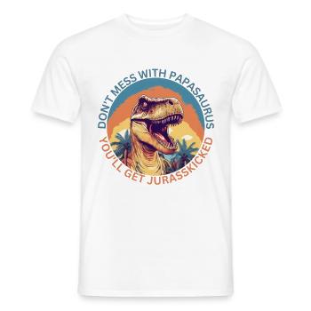 Drôle Papa Papasaurus Dino Dinosaur Cadeau - T-shirt homme - blanc - Devant - AI Model Male 178 dark (178cm)