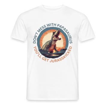 Witziges Papa Papasaurus Dino Dinosaurier Geschenk - Männer T-Shirt - Weiß - Vorne - AI Model Male 178 dark (178cm)