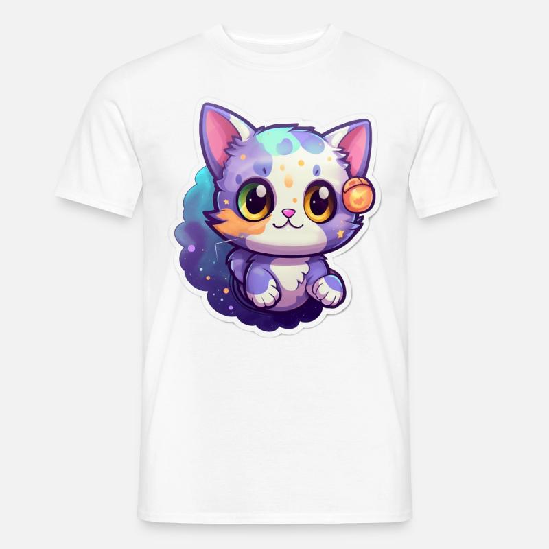 A cute space kitty - Männer T-Shirt - Weiß