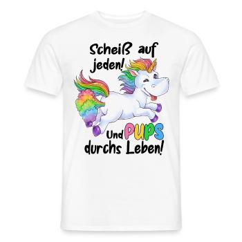Scheiß auf jeden und Pups durchs Leben - Einhorn - Männer T-Shirt - Weiß - Vorne - AI Model Male 178 dark (178cm)
