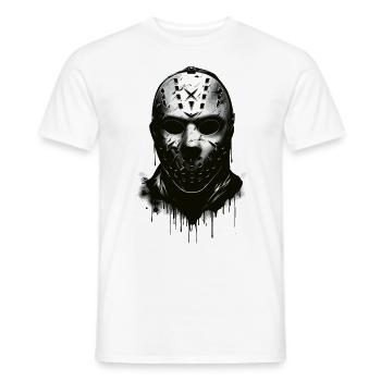 Masque effrayant de gardien de but de hockey sur glace d’Halloween - T-shirt homme - blanc - Devant - AI Model Male 178 dark (178cm)