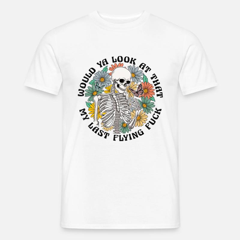 Flower Skelett mit Spruch - Männer T-Shirt - Weiß