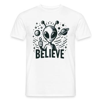 Lustiges Außerirdischer Alien Believe - Männer T-Shirt - Weiß - Vorne - AI Model Male 178 dark (178cm)