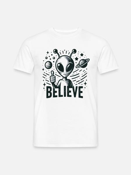 Funny Alien Alien Believe - Men's T-Shirt - white