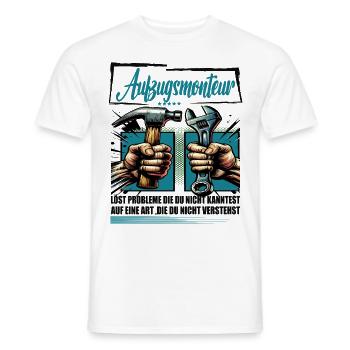 Aufzugsmonteur Beruf mit lustigen Spruch - Männer T-Shirt - Weiß - Vorne - AI Model Male 178 dark (178cm)