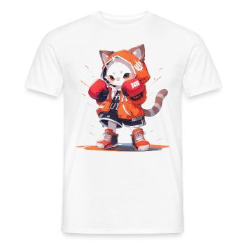 Funny Cat Boxing MMA Kawaii Martial Arts Animals - Men's T-Shirt - white - Front - AI Model Male 178 dark (178cm)