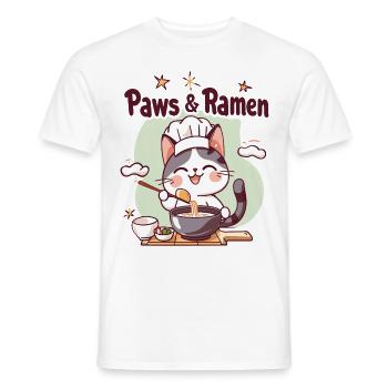 Pattes et Ramen Chats Drôles Dictons D’animaux - T-shirt homme - blanc - Devant - AI Model Male 178 dark (178cm)