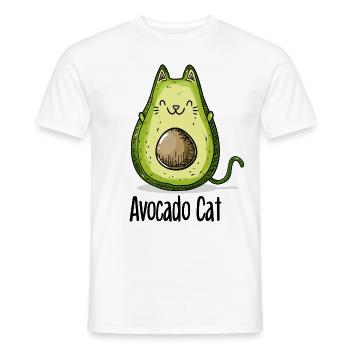 Avocat chat chats cadeau végétarien - T-shirt homme - blanc - Devant - AI Model Male 178 dark (178cm)