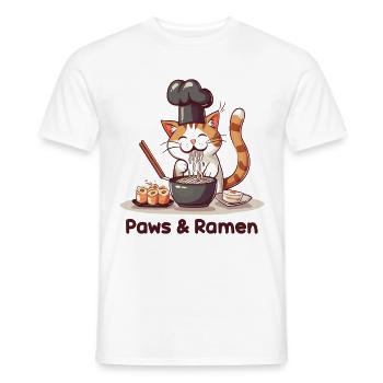 Pattes et Ramen Chats Drôles Dictons D’animaux - T-shirt homme - blanc - Devant - AI Model Male 178 dark (178cm)