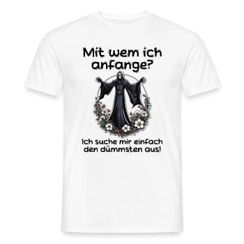 Mit wem ich anfange? - Sensenmann Illustration - Männer T-Shirt - Weiß - Vorne - AI Model Male 178 dark (178cm)