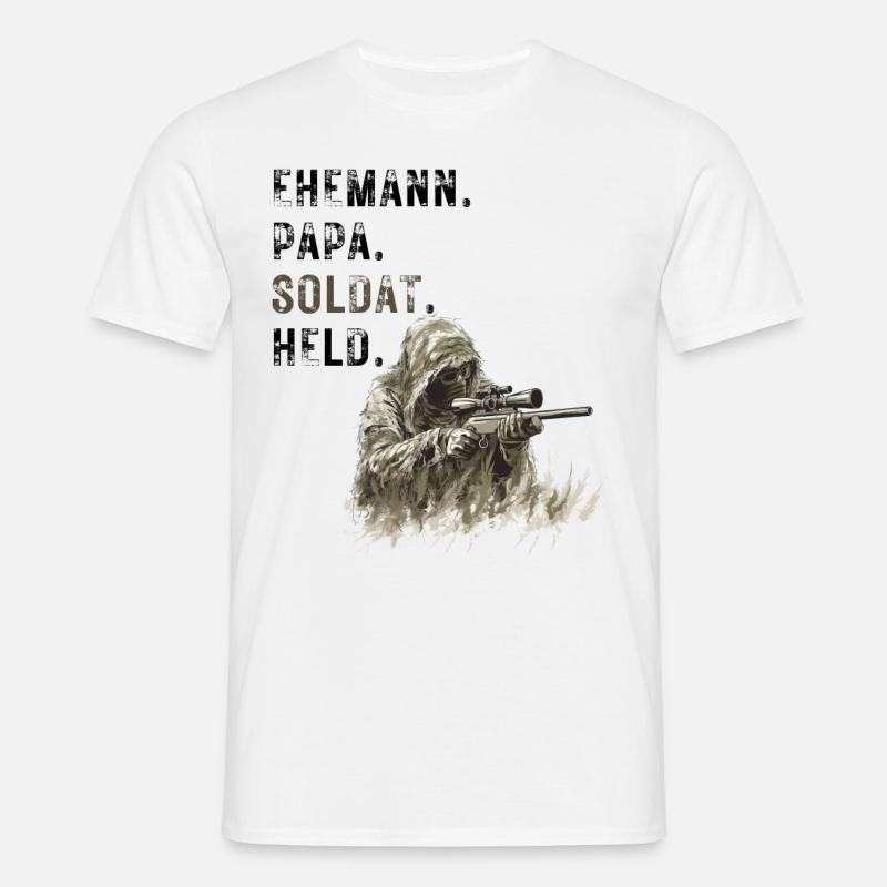 Ehemann Papa Soldat Held - Männer T-Shirt - Weiß