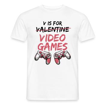 V is for Valentine Video Games - Valentine's Day - Men's T-Shirt - white - Front - AI Model Male 178 dark (178cm)