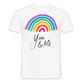 Liebesgrafik you and me Regenbogen - Männer T-Shirt - Weiß - Vorne - AI Model Male 178 dark (178cm)