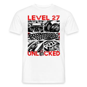 Birthday Level 27 Unlocked Gaming & Gamer - Men's T-Shirt - white - Front - AI Model Male 178 dark (178cm)