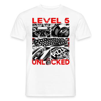 Anniversaire Niveau 5 Débloqué Jeux et Joueurs - T-shirt homme - blanc - Devant - AI Model Male 178 dark (178cm)