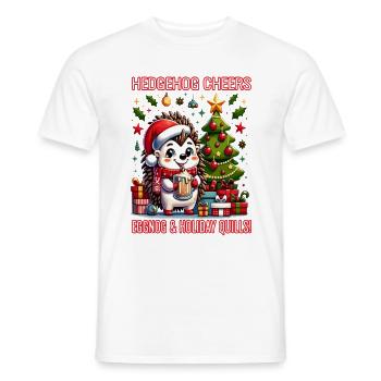 Hedgehog Cheers, lait de poule et piquants de Noël - T-shirt homme - blanc - Devant - AI Model Male 178 dark (178cm)