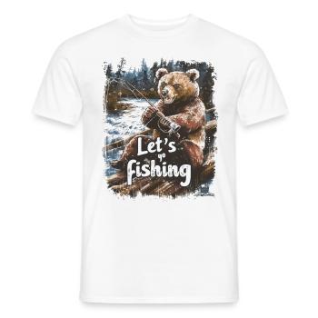 Let's Go Fishing Bear Fishing Fishing - Men's T-Shirt - white - Front - AI Model Male 178 dark (178cm)
