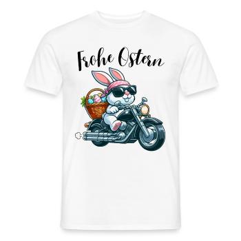 Frohe Ostern Hase Osterhase Motorrad Cool lustig - Männer T-Shirt - Weiß - Vorne - AI Model Male 178 dark (178cm)