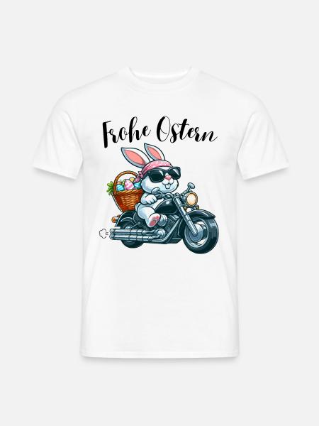 Joyeux lapin de Pâques lapin de Pâques moto cool drôle - T-shirt homme - blanc