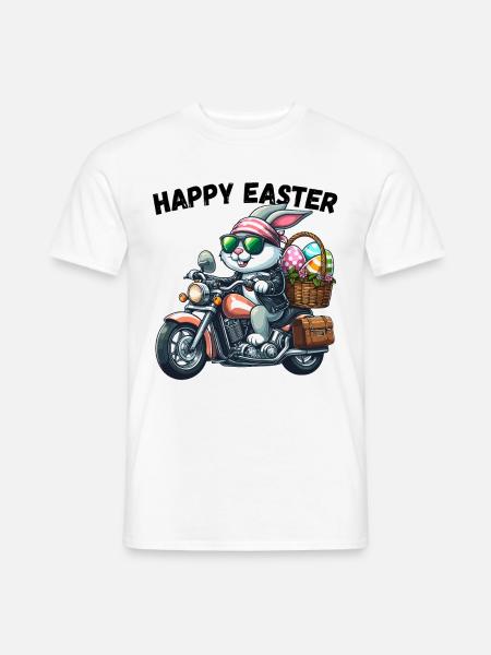 Joyeux lapin de Pâques moto cool motard lapin de Pâques - T-shirt homme - blanc