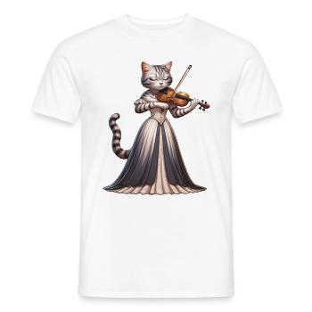 Violin Katze Violinistin - Männer T-Shirt - Weiß - Vorne - AI Model Male 178 dark (178cm)