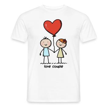 Strichmännchen Liebespaar Pärchen Valentinstag - Männer T-Shirt - Weiß - Vorne - AI Model Male 178 dark (178cm)