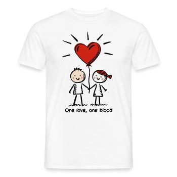 Strichmännchen Liebespaar Pärchen Valentinstag - Männer T-Shirt - Weiß - Vorne - AI Model Male 178 dark (178cm)