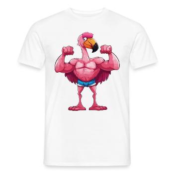 Flamingo Muskeln Fitness Bodybuilding Kraftsport - Männer T-Shirt - Weiß - Vorne - AI Model Male 178 dark (178cm)