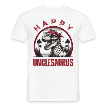 Happy Unclesaurus T-rex Dino Funny Uncle Dinosaurs - Männer T-Shirt - Weiß - Vorne - AI Model Male 178 dark (178cm)