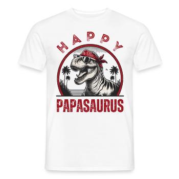Happy Papasaurus T-rex Dino Funny Father Dinosaurs - Männer T-Shirt - Weiß - Vorne - AI Model Male 178 dark (178cm)