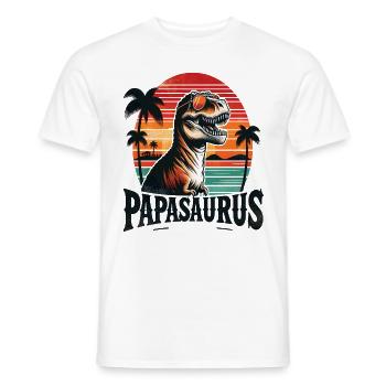 Happy Papasaurus T-rex Dino Funny Father Dinosaurs - Männer T-Shirt - Weiß - Vorne - AI Model Male 178 dark (178cm)