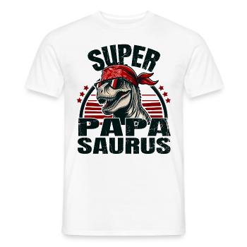 Super Papasaurus T-rex Dino Funny Father Dinosaurs - Männer T-Shirt - Weiß - Vorne - AI Model Male 178 dark (178cm)