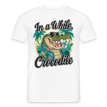 Funny Crocodile Alligator In A While Crocodile - Men's T-Shirt - white - Front - AI Model Male 178 dark (178cm)