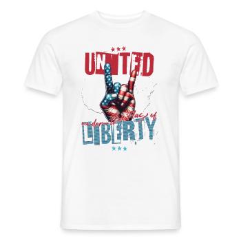 USA - VEREINT UNTER DER FLAGGE DER FREIHEIT - Männer T-Shirt - Weiß - Vorne - AI Model Male 178 dark (178cm)