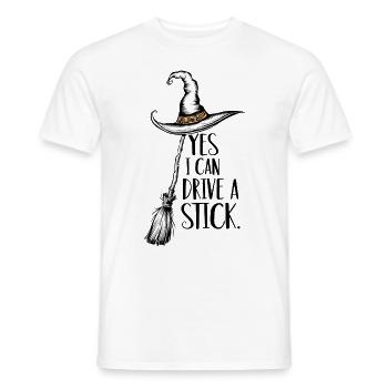 Lustiger Halloween Spruch Yes I can drive a stick - Männer T-Shirt - Weiß - Vorne - AI Model Male 178 dark (178cm)
