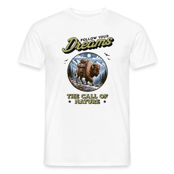 Bison - Follow Your Dreams - Nature Wildlife - Men's T-Shirt - white - Front - AI Model Male 178 dark (178cm)
