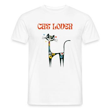 Cat Lover Cat Miró Art Paint Cat Lady Funny - Men's T-Shirt - white - Front - AI Model Male 178 dark (178cm)
