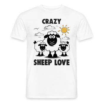 Funny Sheep Crazy Sheep Love - Men's T-Shirt - white - Front - AI Model Male 178 dark (178cm)