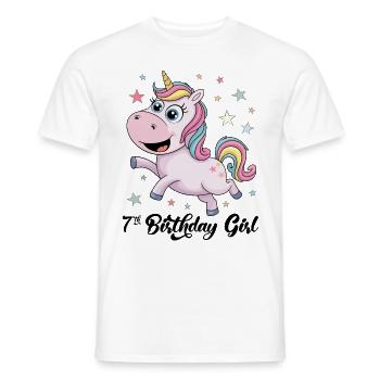 Licorne 7e anniversaire fille - T-shirt homme - blanc - Devant - AI Model Male 178 dark (178cm)